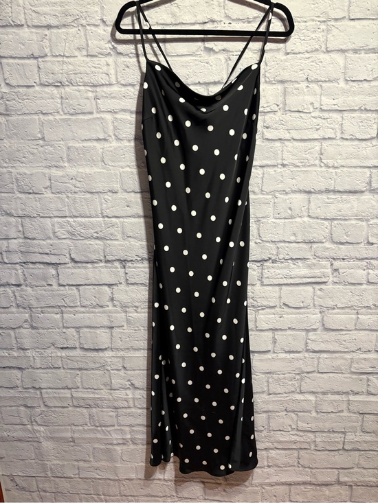 Joie Dresses & Skirts - Black Polka Dot Satin Cowl Neck Slip Dress Size 8